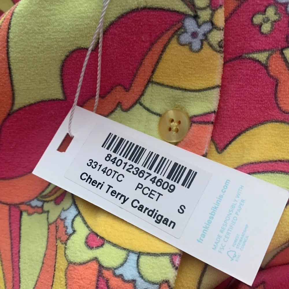 FRANKIES BIKINIS Neon Cheri Terry Cardigan size small